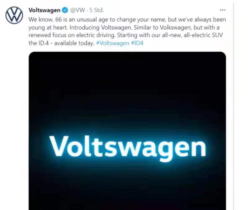 是乌龙还是有意为之?大众美国改名为Voltswagen